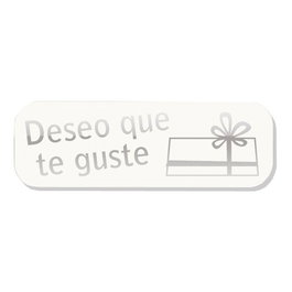 Etiquetas Regalo Adh. Holograficas Rollo 250 Uds. 45X15 Deseo Que Te Guste Blanco