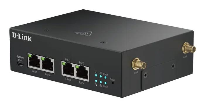 D-Link DWM-314-GP/B Módem 5G Externo, 2x RJ45, 2x RJ45 PoE (IEEE 802.3at), Color Negro, Rango de Temperatura -30 a 70 °C