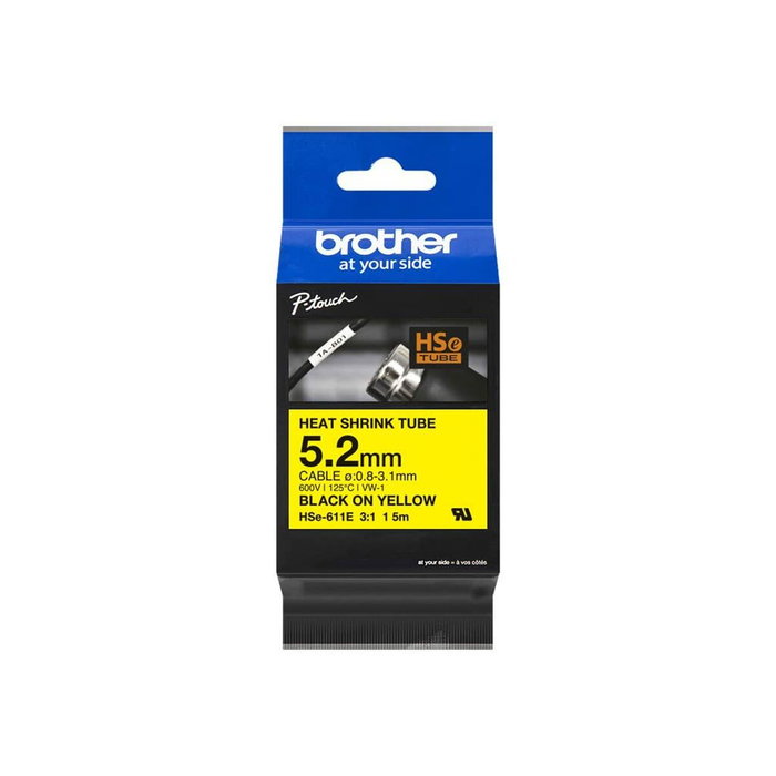 Brother HSE611E Cinta tubo termorretráctil Negro sobre Amarillo