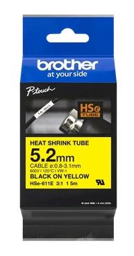 Brother HSE611E Cinta tubo termorretráctil Negro sobre Amarillo