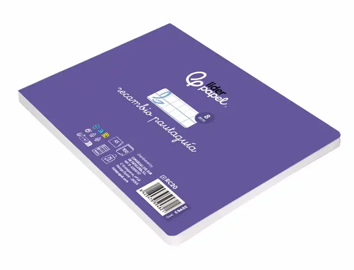 Liderpapel Recambio Cuarto Apaisado con Cuadrícula Pautada 8mm y Margen, 100 Hojas