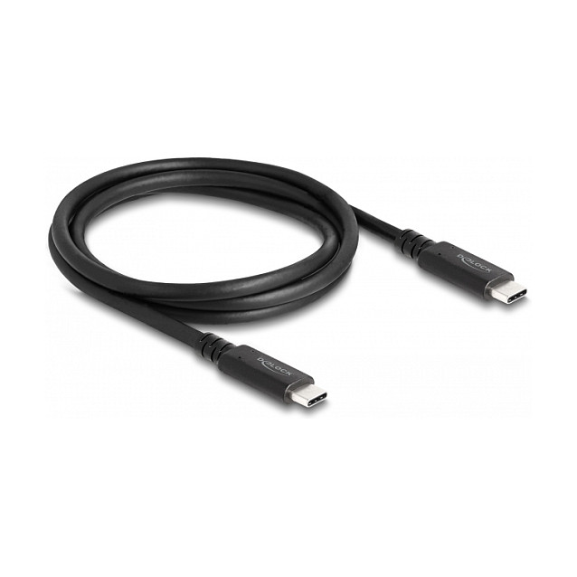 DeLOCK Cable USB4 40 Gbps 1.2 m USB-C a USB-C, USB PD 3.1 EPR 240 W, Negro, Modelo Coaxial (Referencia: USB4 Gen 3x2)