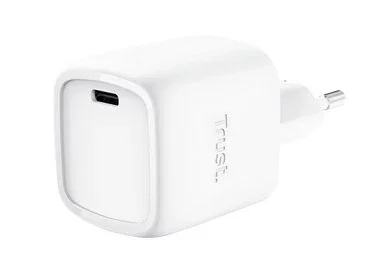 Trust Cargador de Pared GaN Maxo 30W con 1 Puerto USB-C, Carga Rápida Power Delivery 3.0, PPS, Blanco, Compacto