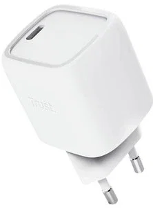 Trust Cargador de Pared GaN Maxo 30W con 1 Puerto USB-C, Carga Rápida Power Delivery 3.0, PPS, Blanco, Compacto