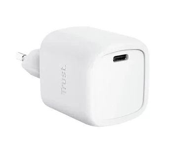 Trust Cargador de Pared GaN Maxo 30W con 1 Puerto USB-C, Carga Rápida Power Delivery 3.0, PPS, Blanco, Compacto