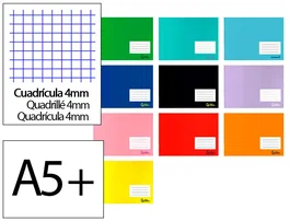 Liderpapel Libreta Smart A5+ Apaisada Cuadro 4 mm Colores Surtidos
