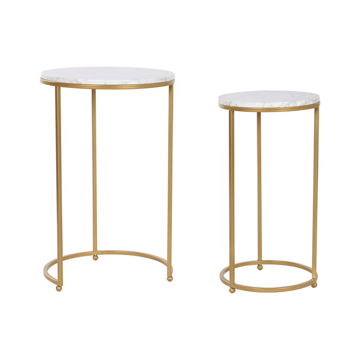 DKD Home Decor Mesita Auxiliar Glam Dorado Set de 2