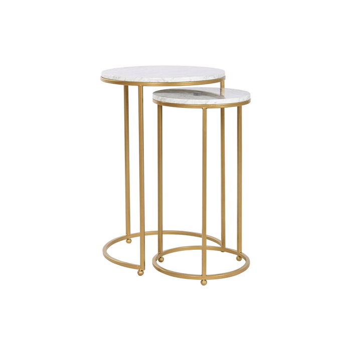 DKD Home Decor Mesita Auxiliar Glam Dorado Set de 2