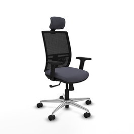 PIQUERAS Y CRESPO Silla de oficina Yunquera con mecanismo Sincro, Gris oscuro y Negro