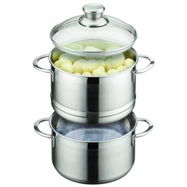 GSW Olla Vapor Inducción Diámetro 20 cm Acero Inoxidable Juego 4 Piezas Colección Mirage Apta Cocinas