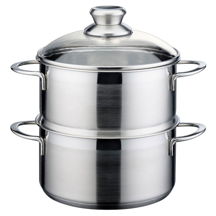 GSW Olla Vapor Inducción Diámetro 20 cm Acero Inoxidable Juego 4 Piezas Colección Mirage Apta Cocinas