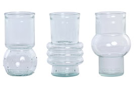 DKD Home Decor Jarrón de Vidrio Reciclado 10x10x17,5 cm Surtido de 3