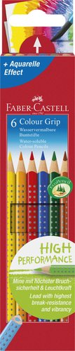 Faber Castell Colour Grip Lápices de Colores Acuarelables Estuche de 6 Unidades