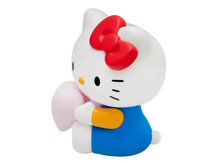 Wondee Lámpara Sobremesa Hello Kitty con Corazón Rosa 16 cm, Decoración Sanrio, Iluminación con Pilas AAA