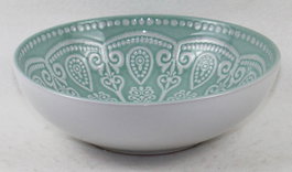 DKD Home Decor Set de 4 Platos de Gres Mandala 24 Verde Menta Esmaltado (18,2x18,2x5,7 cm)</html>