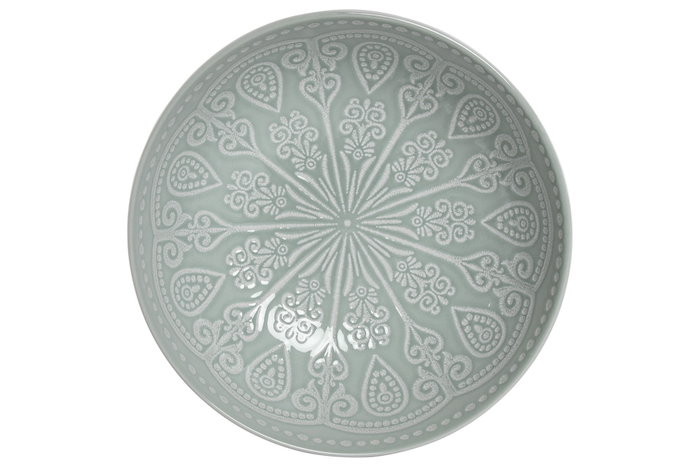 DKD Home Decor Set de 4 Platos de Gres Mandala 24 Verde Menta Esmaltado (18,2x18,2x5,7 cm)</html>