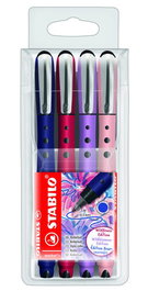 STABILO worker®+ medium NatureCOLORS Wildflower Set de 4 Bolígrafos de Tinta Líquida de 0,5 mm Azul, Burdeos, Violeta Grisáceo y Rojo