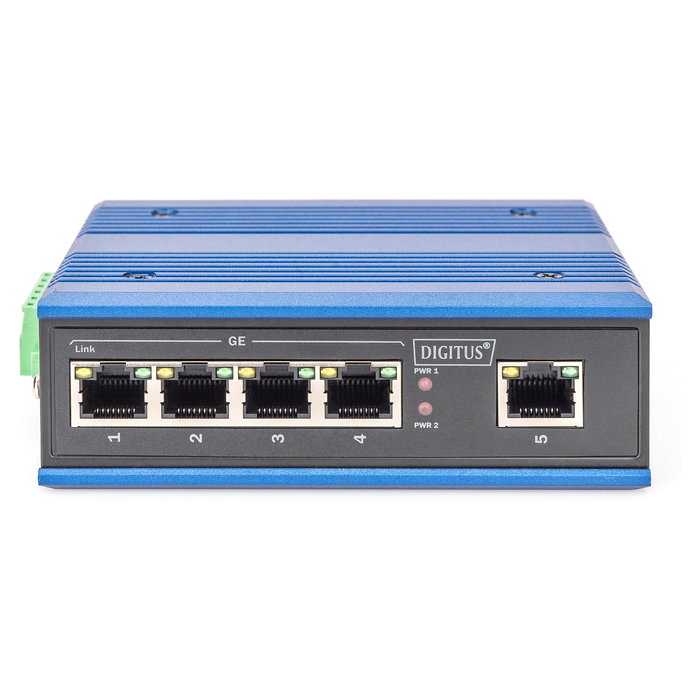 Digitus Switch Industrial Gigabit Ethernet Unmanaged, 5 Puertos RJ45 + 1 Uplink, Montaje en Pared/Carril DIN, Negro/Azul Digitus Switch Industrial Gigabit Ethernet Unmanaged, 5 Puertos RJ45 + 1 Uplink, Montaje en Pared/Carril DIN, Negro/Azul