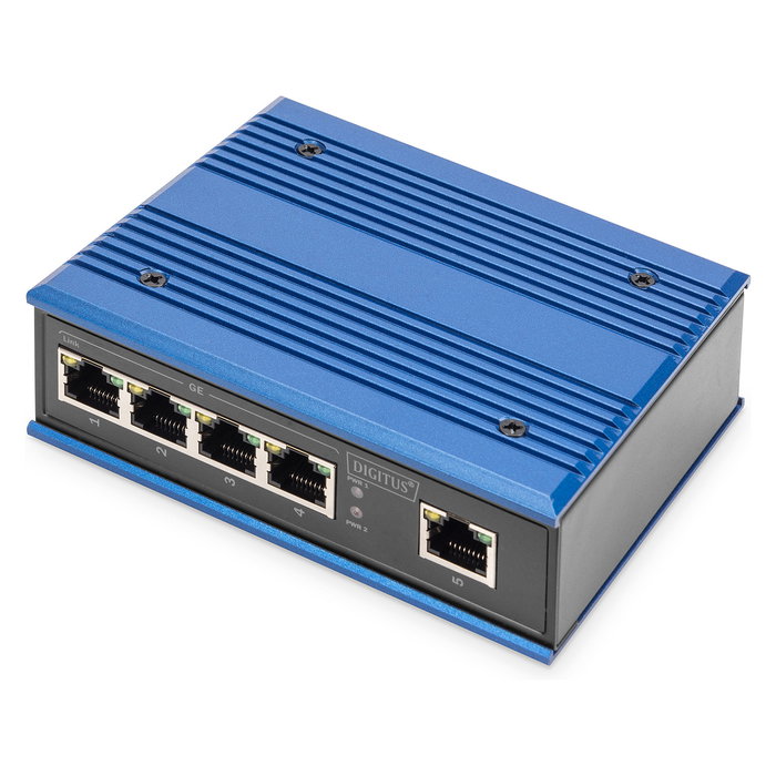 Digitus Switch Industrial Gigabit Ethernet Unmanaged, 5 Puertos RJ45 + 1 Uplink, Montaje en Pared/Carril DIN, Negro/Azul Digitus Switch Industrial Gigabit Ethernet Unmanaged, 5 Puertos RJ45 + 1 Uplink, Montaje en Pared/Carril DIN, Negro/Azul