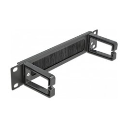 DeLOCK Panel pasacables con cepillo 10″ con 2 ganchos Negro