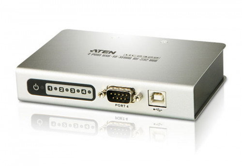 ATEN Hub USB a 4 puertos RS-232 con interfaz USB 2.0 Type-B y carcasa metálica