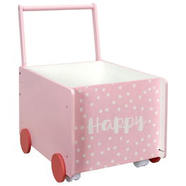 Home Deco Kids Carro Almacenar Infantil Rosa para Niños con Ruedas Decorativas 35x47 cm