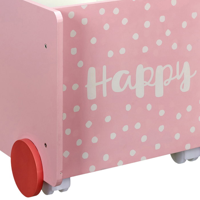 Home Deco Kids Carro Almacenar Infantil Rosa para Niños con Ruedas Decorativas 35x47 cm