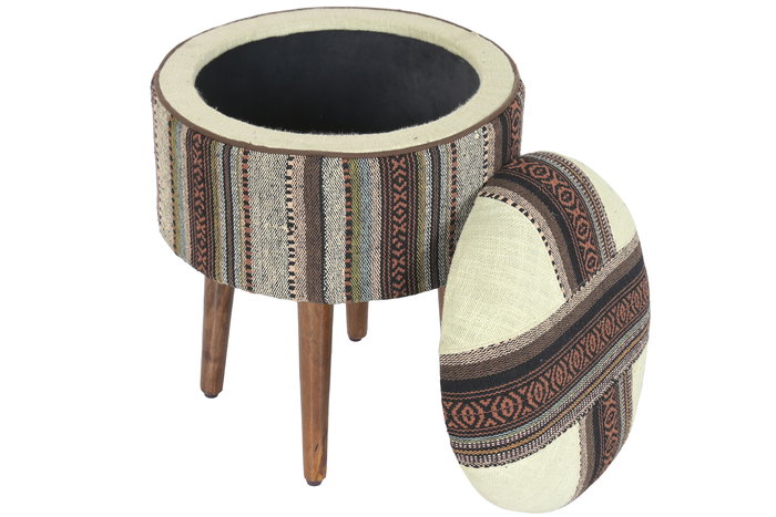 DKD Home Decor Reposapiés Afrkn Alpino Algodón Multicolor 40 x 40 x 56 cm