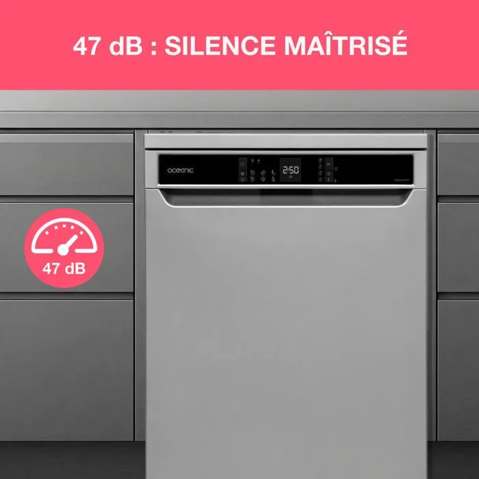 Lavavajillas de libre instalación OCEANIC OCEALV1247S - 12 cubiertos - 47 dB plateado Lavavajillas de libre instalación OCEANIC OCEALV1247S - 12 cubiertos - 47 dB plateado