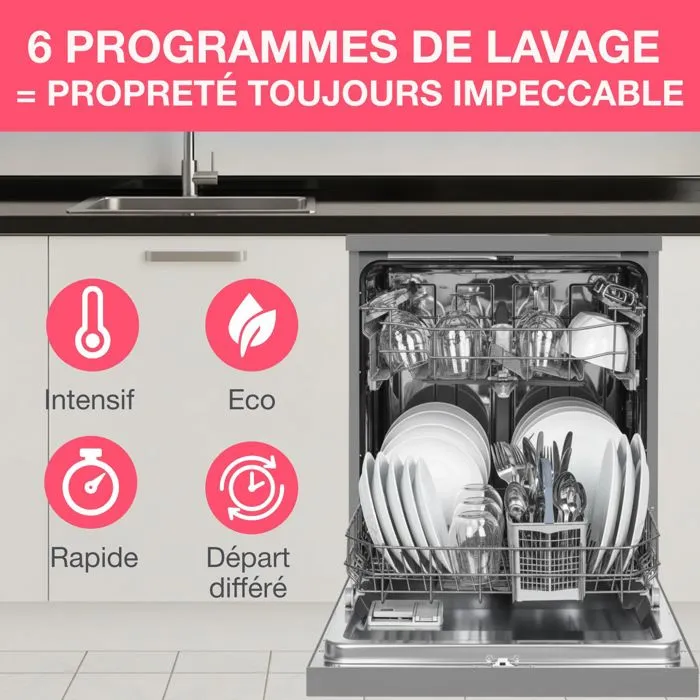 Lavavajillas de libre instalación OCEANIC OCEALV1247S - 12 cubiertos - 47 dB plateado Lavavajillas de libre instalación OCEANIC OCEALV1247S - 12 cubiertos - 47 dB plateado