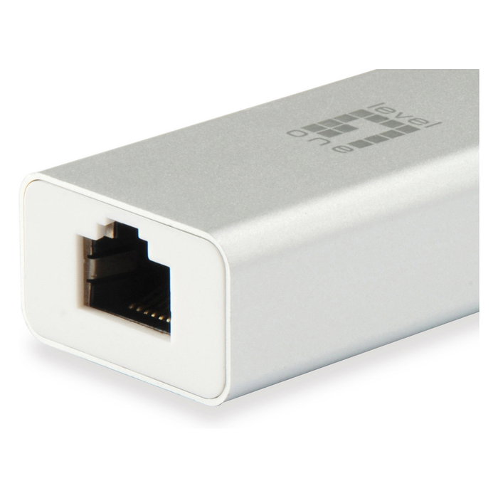 Level One USB-0402 Adaptador USB-C a RJ45 Gigabit Ethernet 10/100/1000 Mbps, 0.15m, Plata Blanco Level One USB-0402 Adaptador USB-C a RJ45 Gigabit Ethernet 10/100/1000 Mbps, 0.15m, Plata Blanco