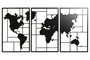 DKD Home Decor Set de 3 Decoraciones de Pared de Metal Mapa Negro 120x65 cm