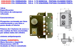 CVL Cerradura 122-A /1-70 Izquierda Pintada Cilindro Perfil
