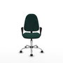 Silla de oficina Algarra con mecanismo Contacto permanente básico tapizada con Similpiel color Verde botella. Equipada con Base cromada, Brazos fijos y Ruedas de nailon 50 mm