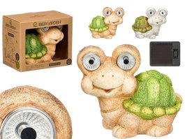 Ibergarden Figura Solar de Jardín de Tortuga en Cerámica, Surtido de Colores Beige, Verde, Gris - 20 x 17 x 13 cm (Set de 12)