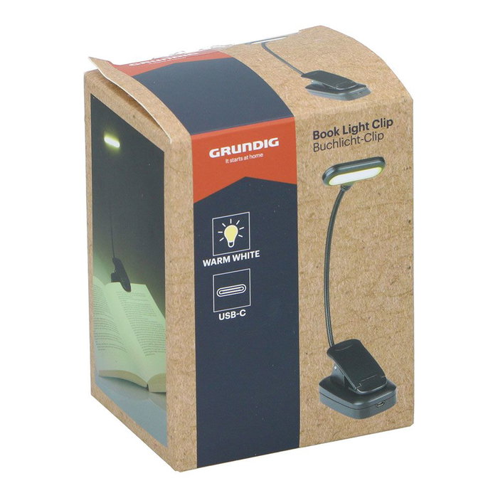 GRUNDIG Lámpara de lectura con clip recargable luz cálida
