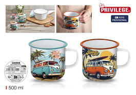 Inde Mug Esmaltada Blanca Van 500 ml (9.9 cm ancho x 8.9 cm alto x 11.5 cm largo) (24 Unidades)