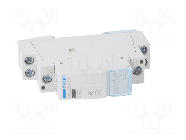 HAGER Contactor de Instalación Modular ESL 25A 12VDC 2-polar HAGER Contactor de Instalación Modular ESL 25A 12VDC 2-polar