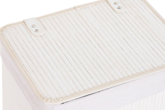 DKD Home Decor Set de 6 Cestas para la Ropa de Bambú y Poliéster Blanco DKD Home Decor Set de 6 Cestas para la Ropa de Bambú y Poliéster Blanco