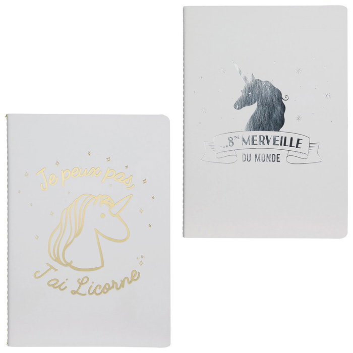 Home Deco Factory Libreta DinA5 Unicornio Licorne 40 Hojas Modelo Surtido Dorado o Plateado