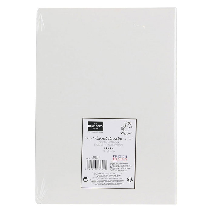 Home Deco Factory Libreta DinA5 Unicornio Licorne 40 Hojas Modelo Surtido Dorado o Plateado