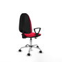 Silla de oficina Algarra con mecanismo Contacto permanente básico tapizada con Tela color Rojo. Equipada con Base cromada, Brazos fijos y Ruedas de parqué