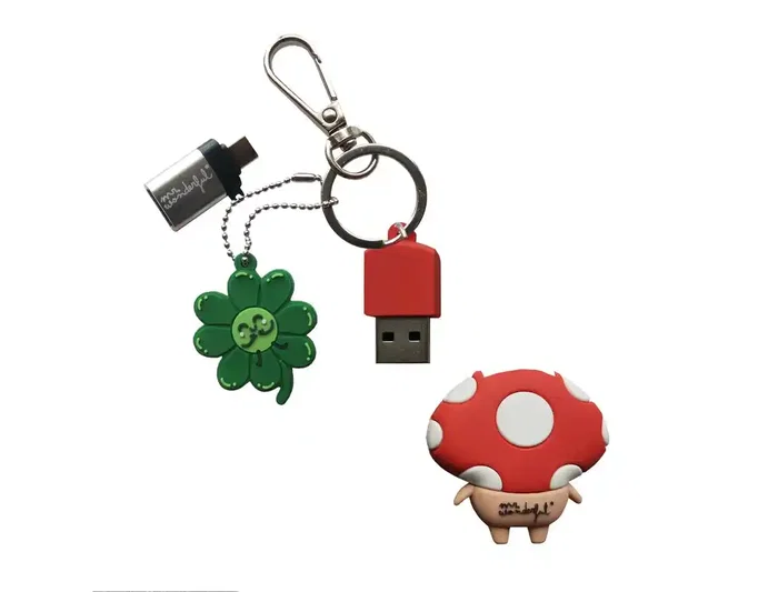 Wondee Mr. Wonderful Llavero USB Seta 32GB Pendrive Compatible con Windows, macOS, Linux y Adaptador USB C