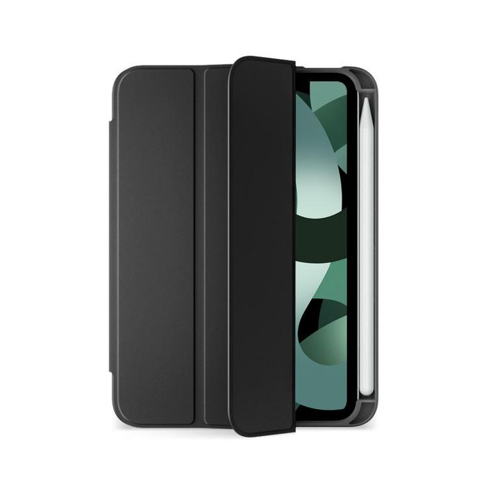 eSTUFF Funda MIAMI para iPad 11.ª/10.ª generación 2022 - Funda Magnética con Ranura para Cargar Apple Pencil, Trasera de TPU y Cubierta de PU Negro Cuero/Transparente
