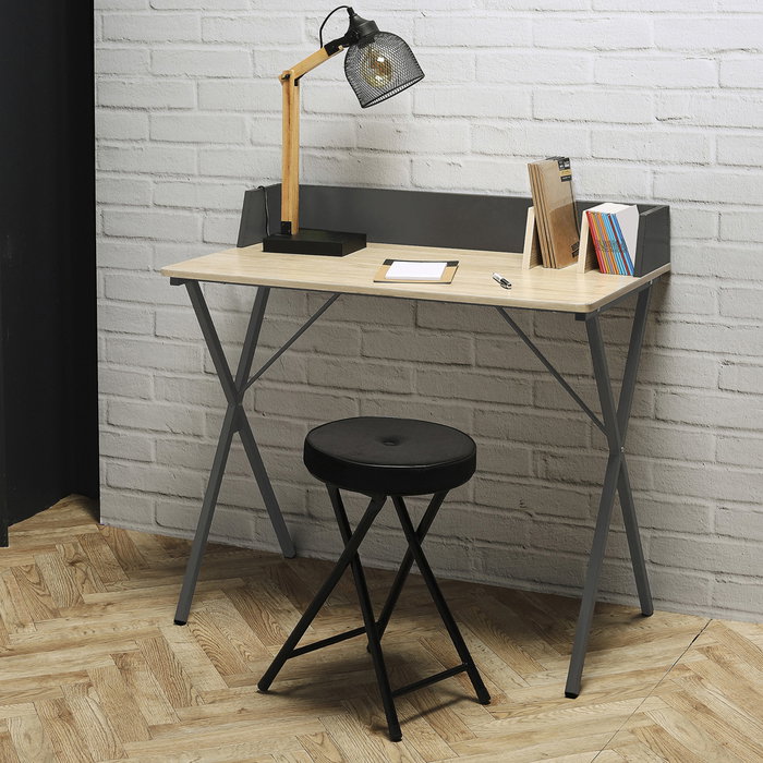 Home Deco Factory Escritorio Essentiel Gris con Agujero para Cables y Separadores 90x50 cm