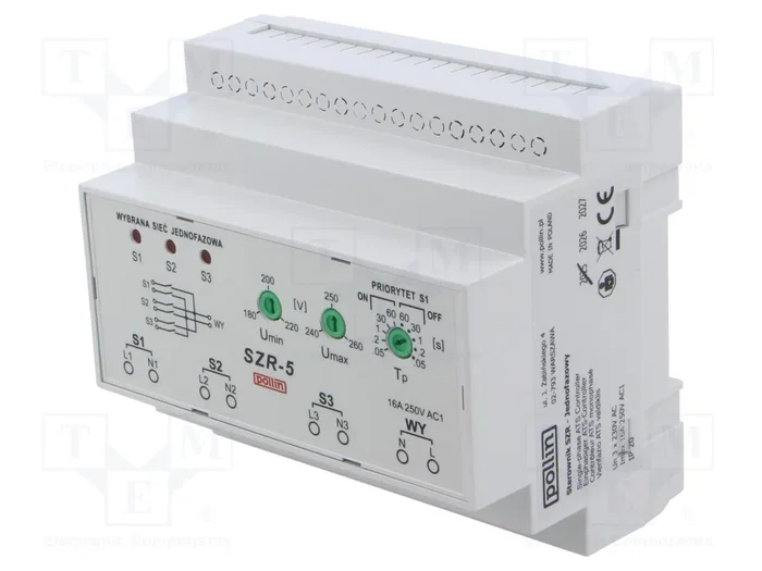 POLLIN SZR-5 Relé de conmutación automática de reserva para fallo de fase POLLIN SZR-5 Relé de conmutación automática de reserva para fallo de fase