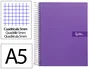Liderpapel Cuaderno espiral A5 tapa forrada violeta 120h 90gr cuadro 5mm