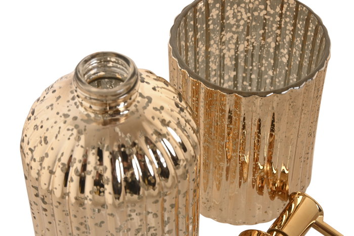 DKD Home Decor Juego de Accesorios de Baño de Cristal Dorado de 2 Piezas