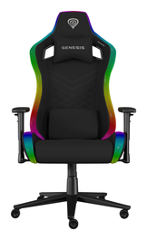 GENESIS NFG-2247 Silla para Videojuegos RGB, Ergonómica, Asiento Acolchado de Tela, Reposabrazos Ajustables 2D, Máximo 150 kg, Negro