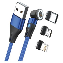 RealPower RealPower MagneticCharge3 Cable Magnético de Carga 3A, 1m USB A Azul con Adaptadores
